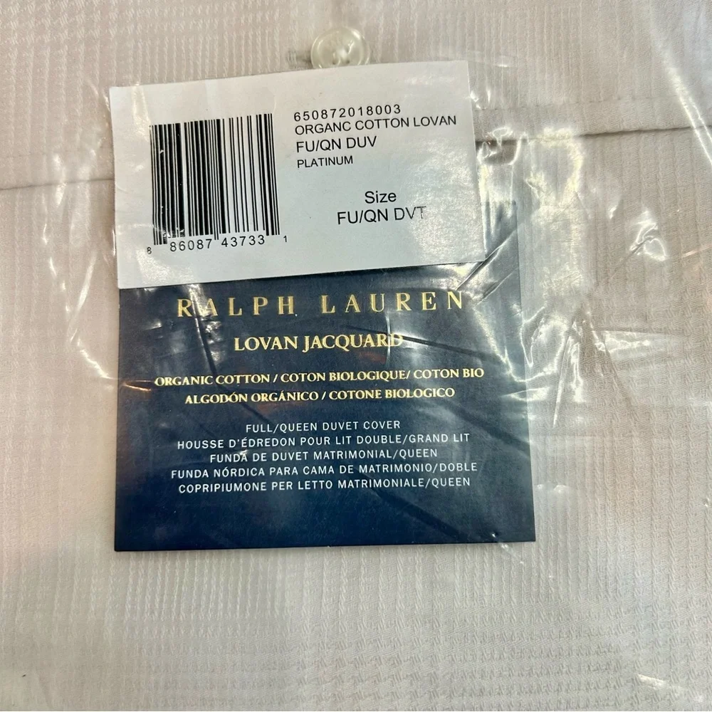 Ralph Lauren Home Organic Cotton Lovan Jacquard Full / Queen Duvet Cover NEW